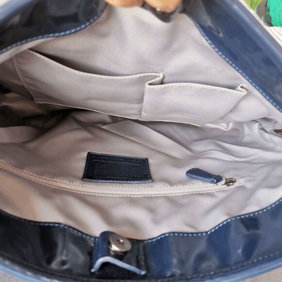 COACH POPPY LIQUID GLASS PURSE 18673 NAVY BLUE CHAIN SHOULDER - Picture 4 of 11